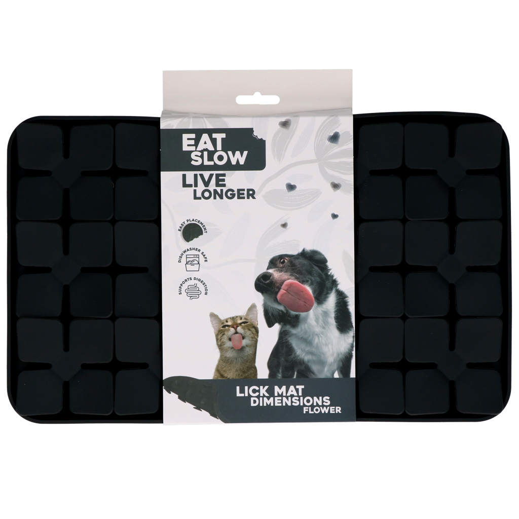 Eat Slow Live Longer Lick Mat Dimensions Flower Grey