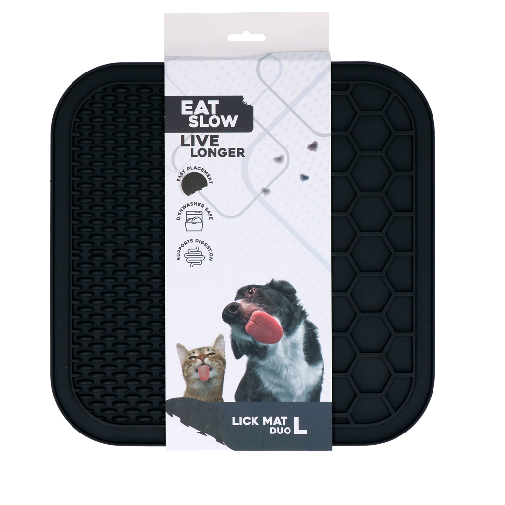 Eat Slow Live Longer Lick Mat Duo L Grey