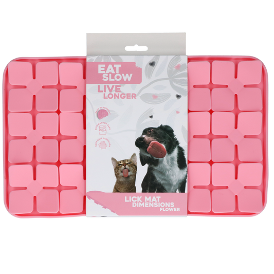 Eat Slow Live Longer Lick Mat Dimensions Flower Pink