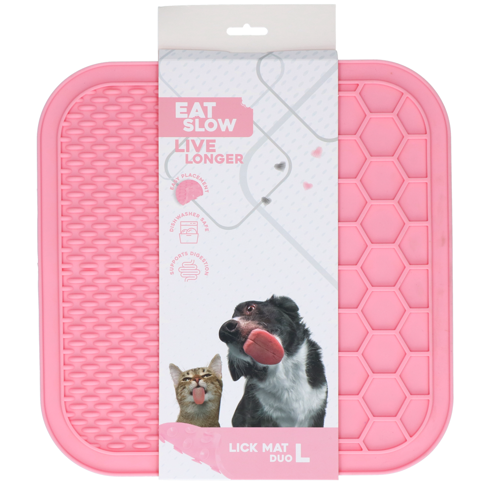 Eat Slow Live Longer Lick Mat Duo L Pink