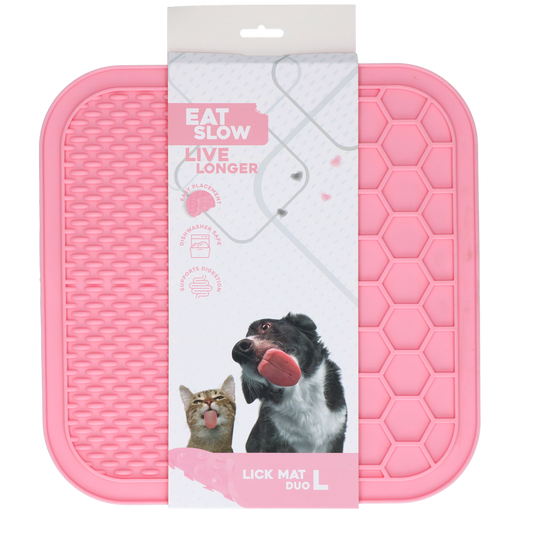 Eat Slow Live Longer Lick Mat Duo L Pink