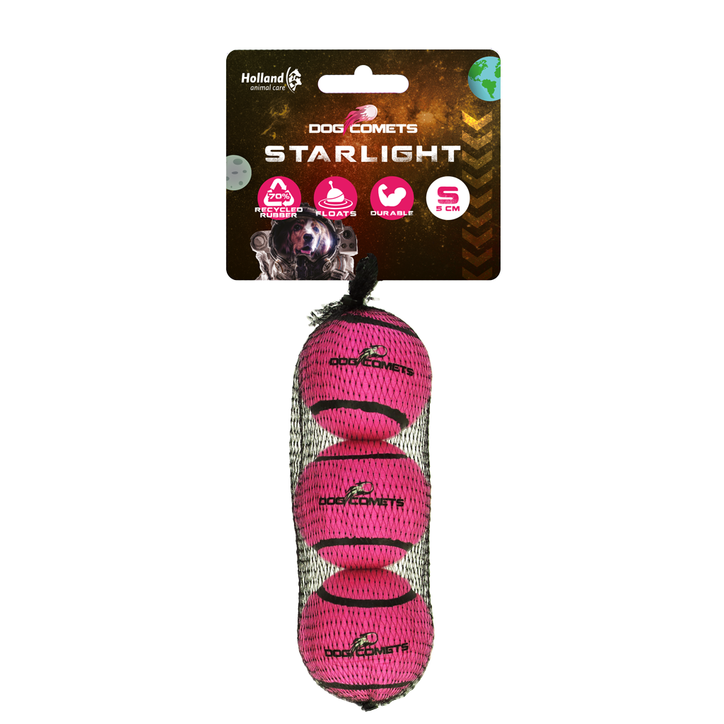 Dog comets Starlight Tennisbal S Roze 3st