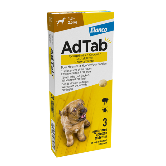 Adtab kauwtablet voor honden (1,3 - 2,5 kg) 3 tabletten