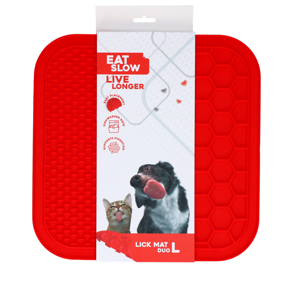 Eat Slow Live Longer Lick Mat Duo L Red