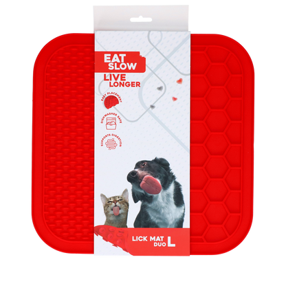 Eat Slow Live Longer Lick Mat Duo L Red