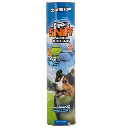 Chuckit sniff fetch balls md canister 4pk