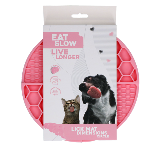 Eat Slow Live Longer Lick Mat Dimensions Circle  Pink