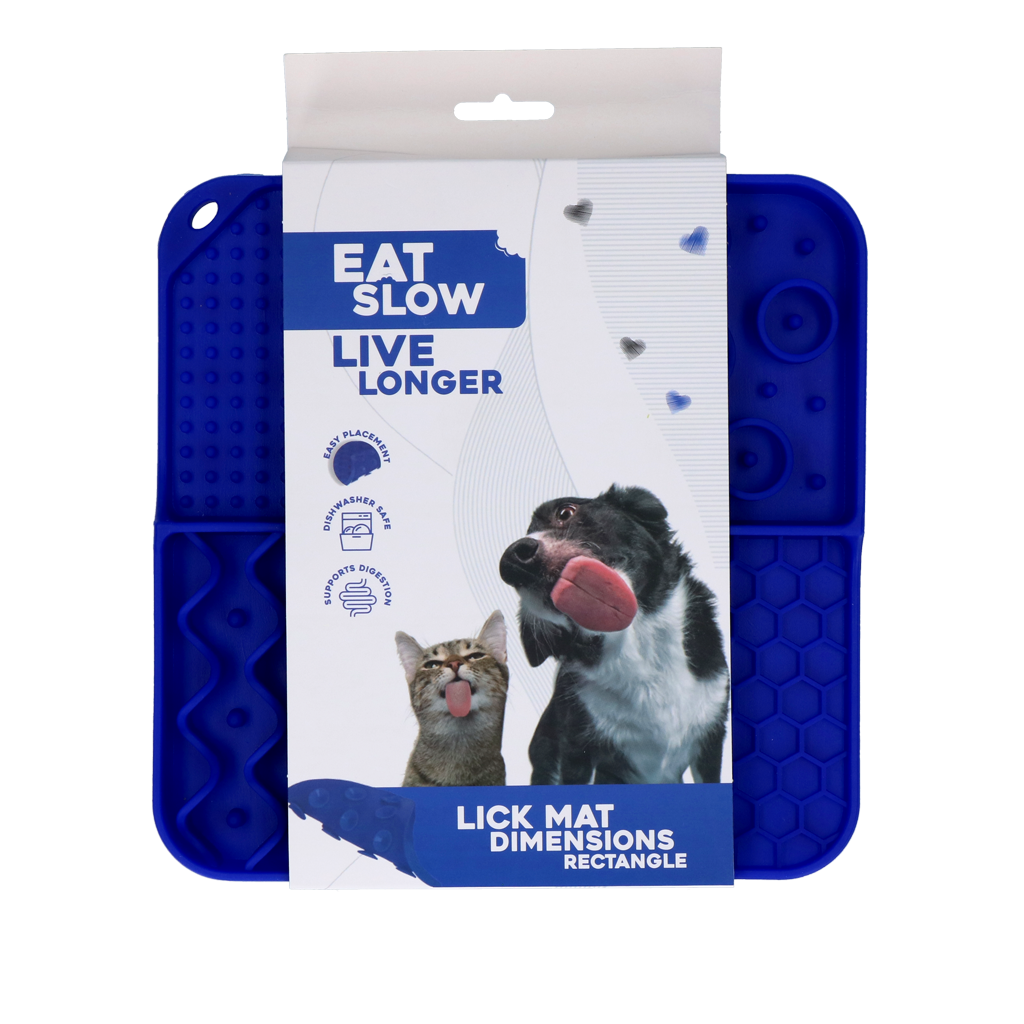 Eat Slow Live Longer Lick Mat Dimensions Rectangle Blue