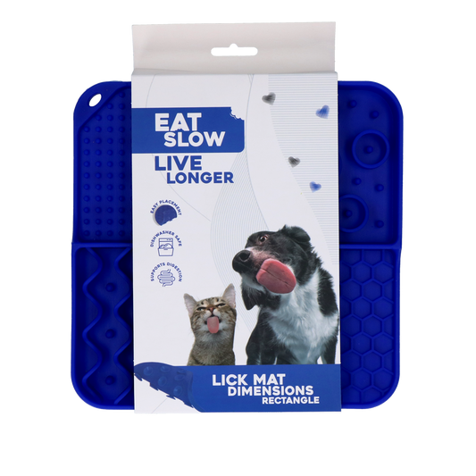 Eat Slow Live Longer Lick Mat Dimensions Rectangle Blue